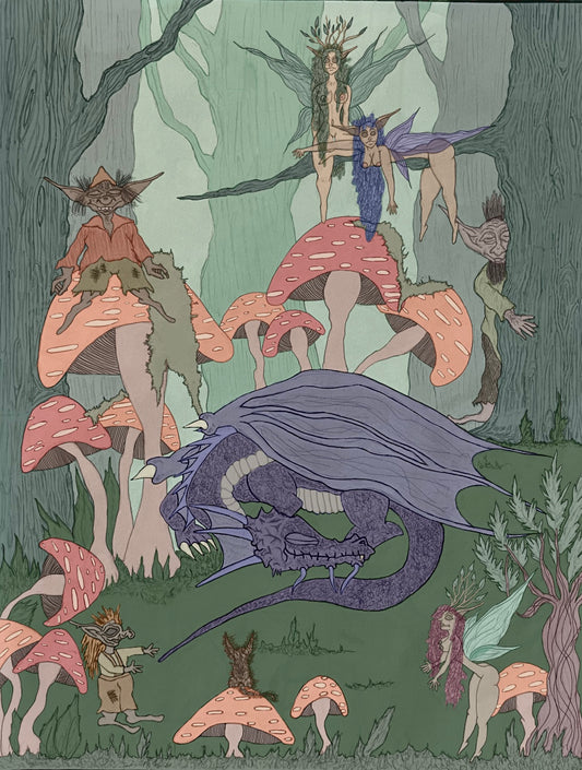 Under the mushrooms